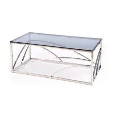 UNIVERSE COFFEE TABLE, FRAME - SILVER, GLASS - SMOKE